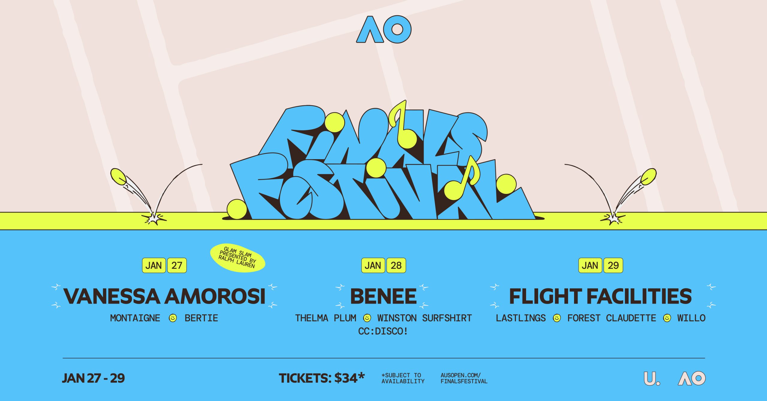 Flight Facilities, Benee and more to play at The Australian Open Finals
