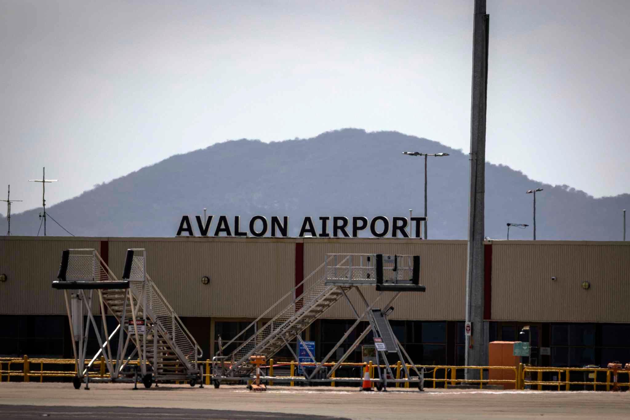 The Avalon Airport terminal building, part of Melbourne's second Melbourne airport gateway, with the You Yangs visible in the background