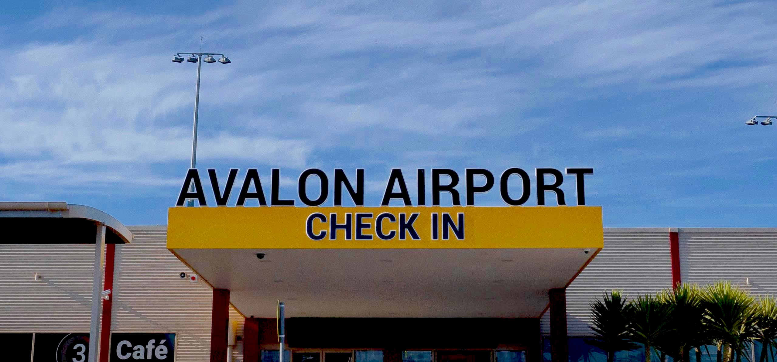 The Avalon Airport check-in entrance, Victoria's second Melbourne airport gateway now operating international Jetstar flights to Bali