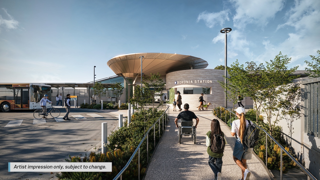 A different artist render of the new Melbourne train station.