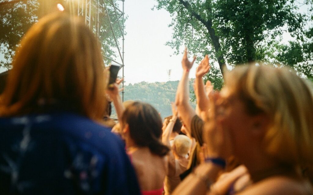 People dancing in Melbourne at the farm.