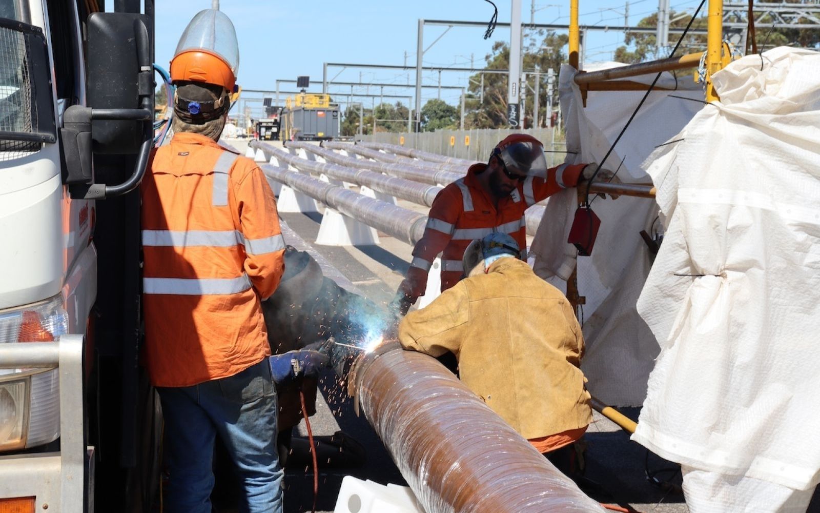 Pipe works continue for the new jet fuel pipeline for Melbourne airport.