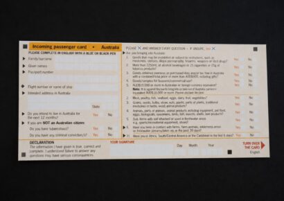 Australia arrival card