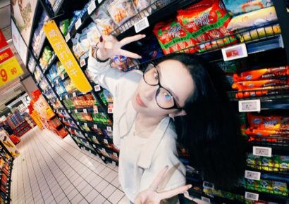A woman in one of the cheapest supermarkets in Melbourne.