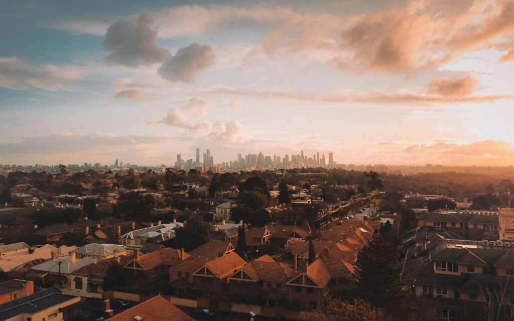 A drone shot of the new Melbourne suburb, Melton East