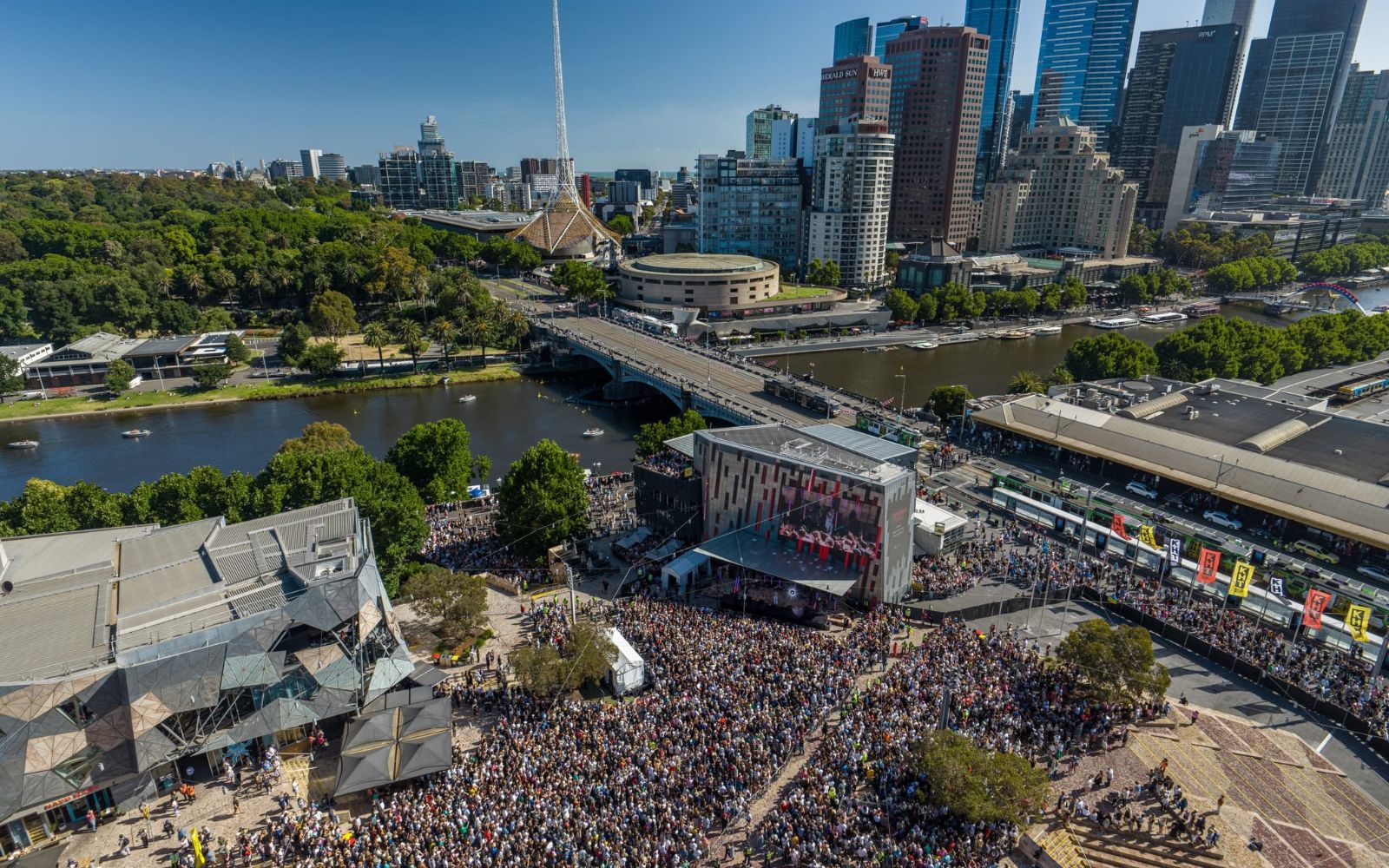 Melbourne Arts Precinct in the daytime.
